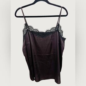 BLAKE TAPE | Elegant Deep Purple Lace Trim Cami Top